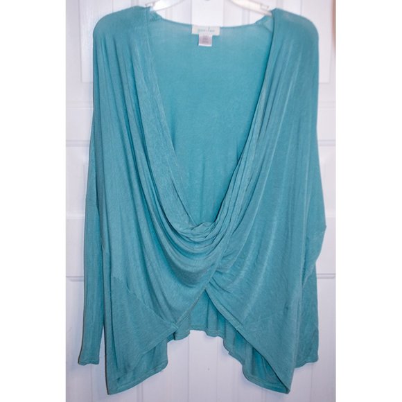 Grace & Lace Sweaters - Grace & Lace Turquoise Blue Roll Front Sweater